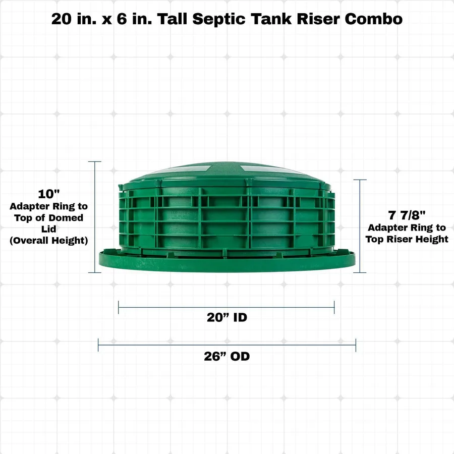 Septic Riser Round Tank VPC Tanks | 20-Inch Septic Tank Riser Kit, 6-Inch Height